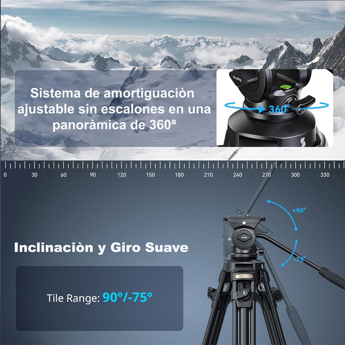 TRÍPODE DE VIDEO SMALLRIG AD.50 LITE CON CABEZAL FLUIDO - 5