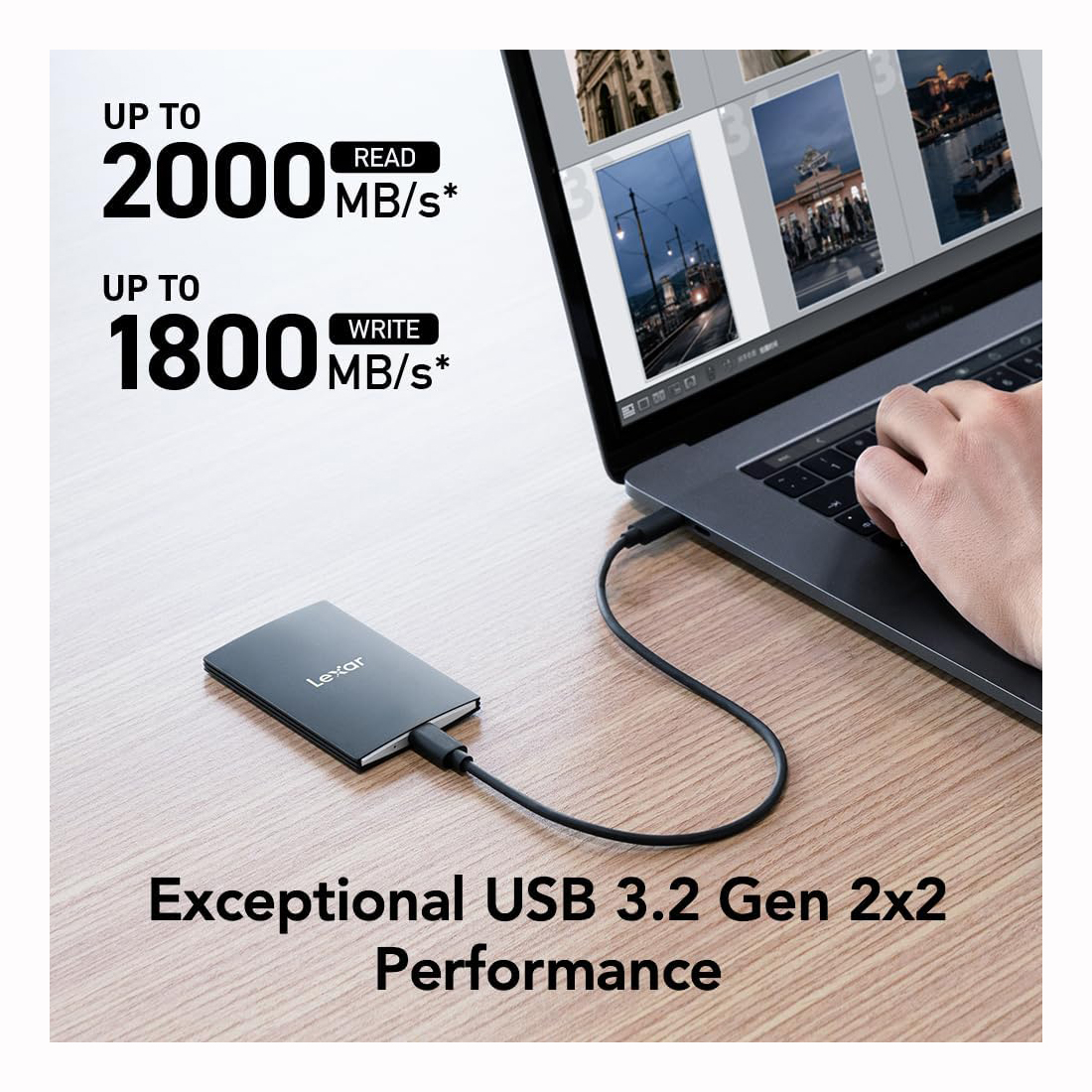 SSD PORTABLE EXTERNO LEXAR SL500 DE 1 TB LECTURA 2,000 MB/S - 3