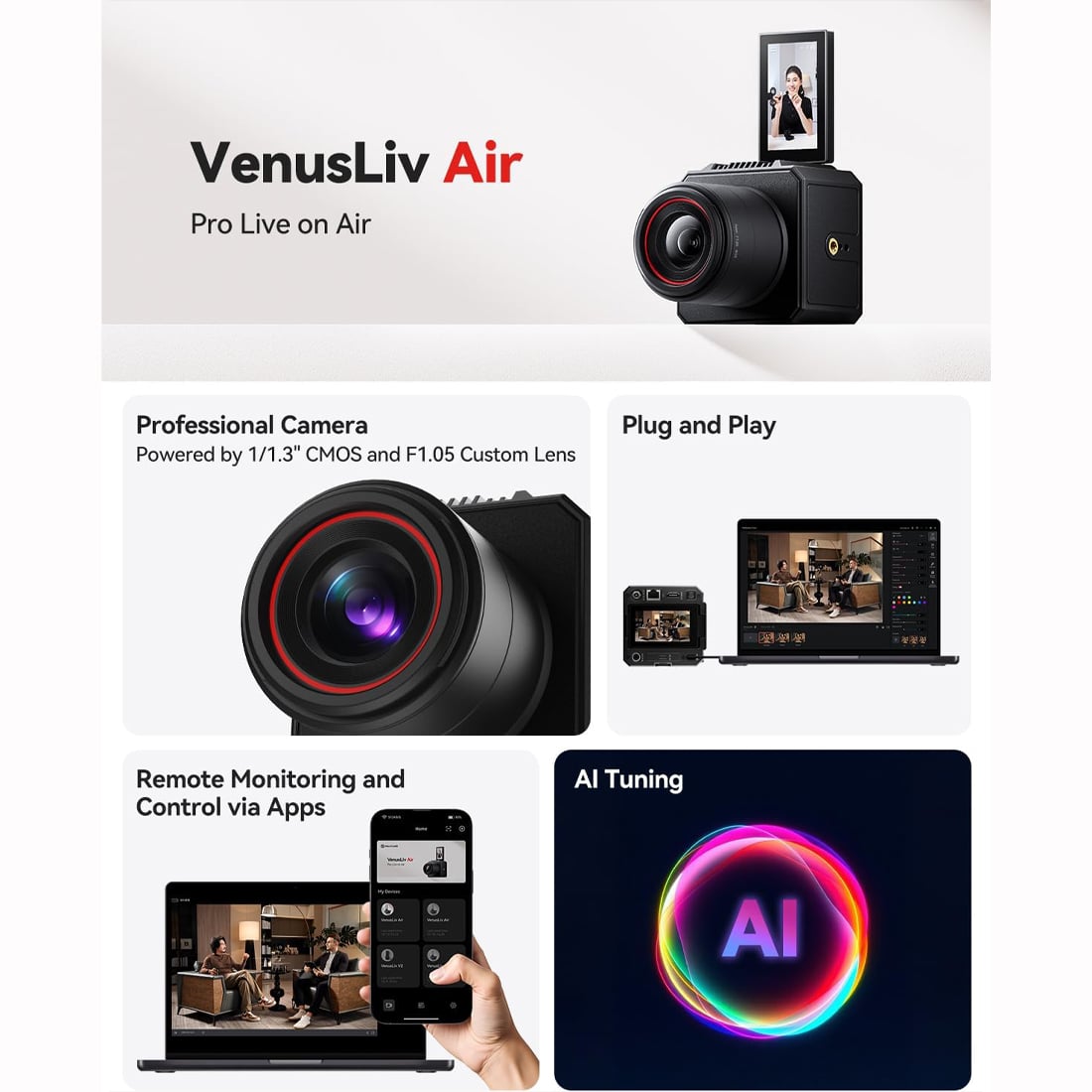 HOLLYLAND VENUSLIV AIR CÁMARA 4K PARA STREAMING  30 FPS - 3