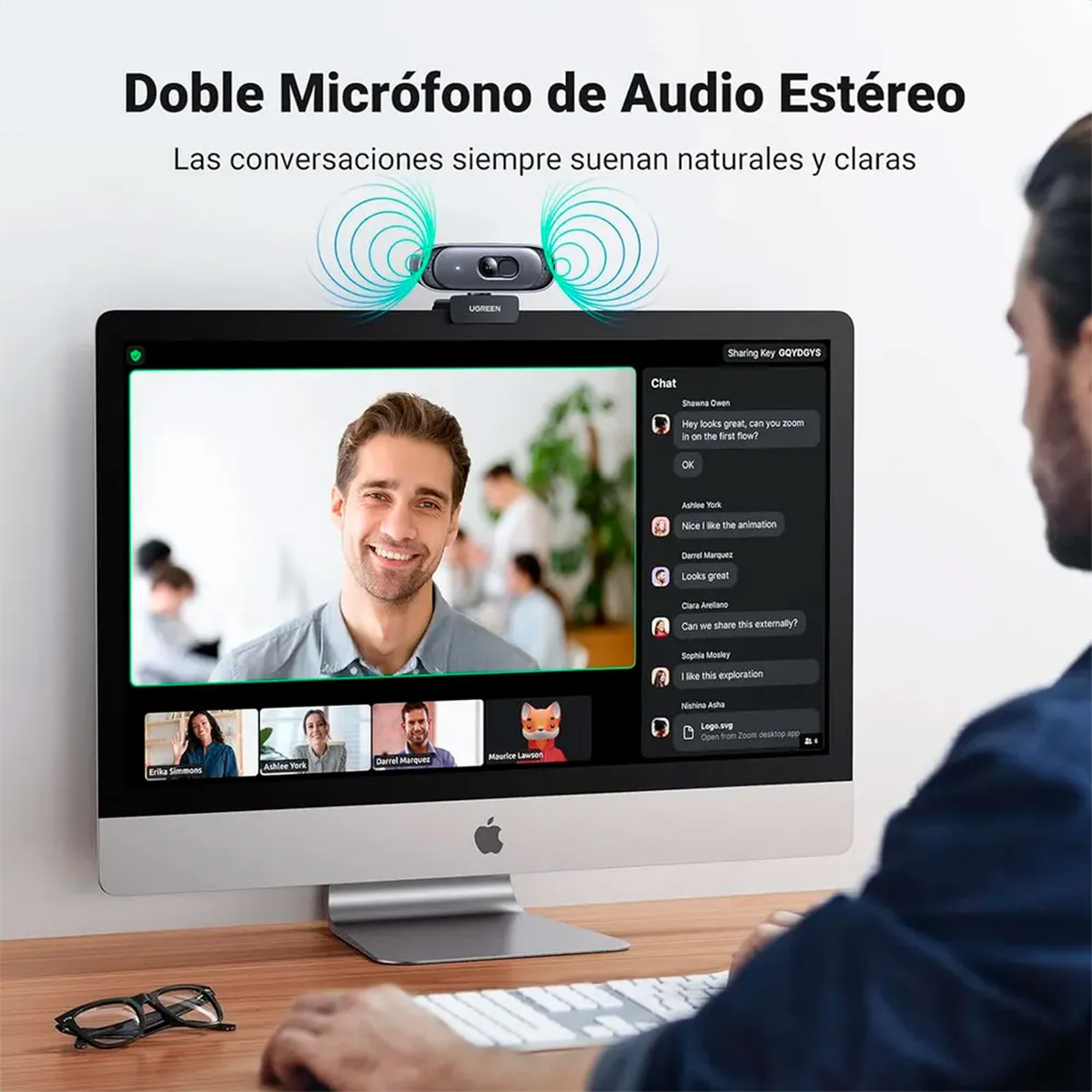 CÁMARA WEB UGREEN CM778 2K HD CON MICRÓFONO PC LAPTOP - 4