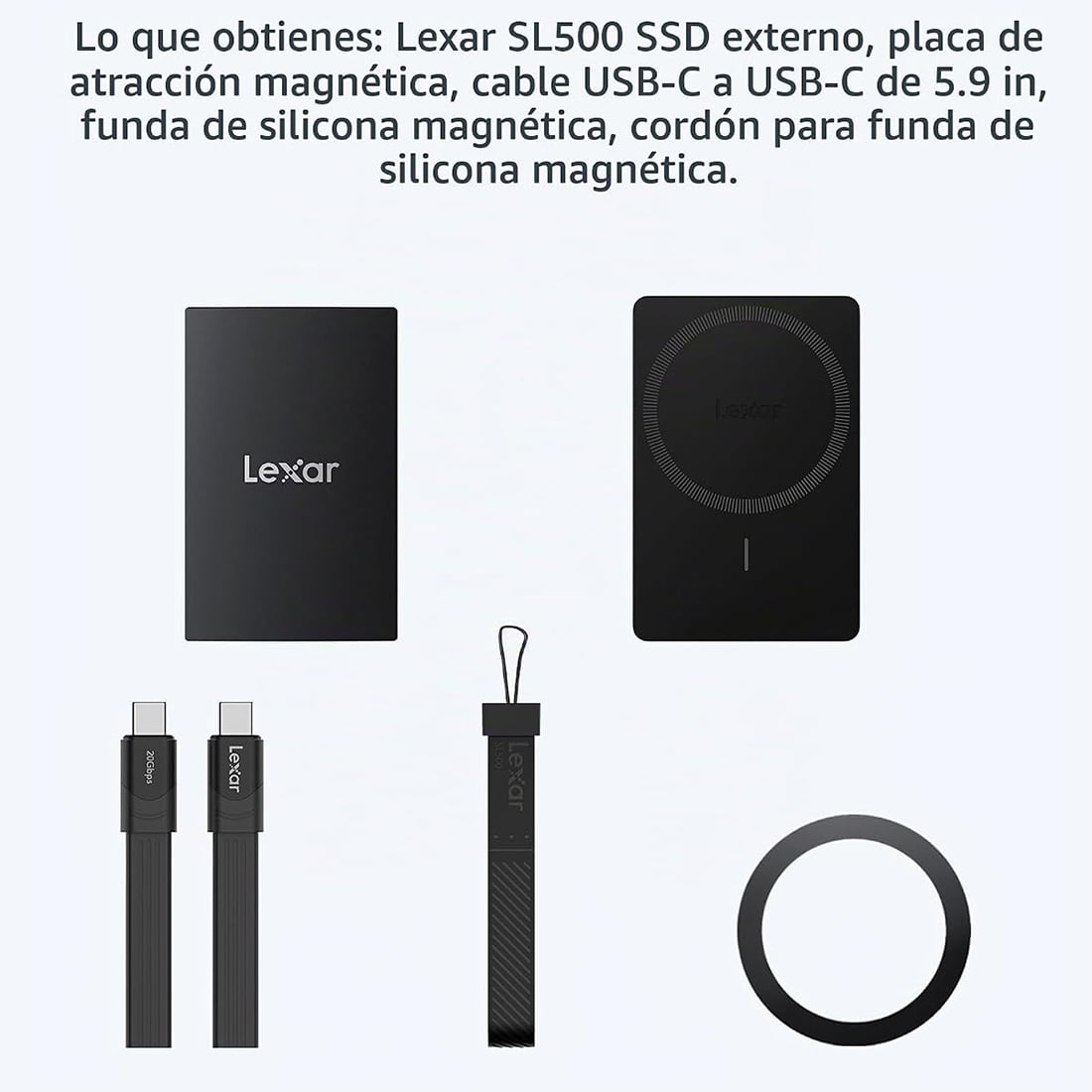 LEXAR SL500 2TB SSD EXTERNO MAGNETIC SET USB 3.2 GEN 2X2 TIPO C - NEGRO - 2