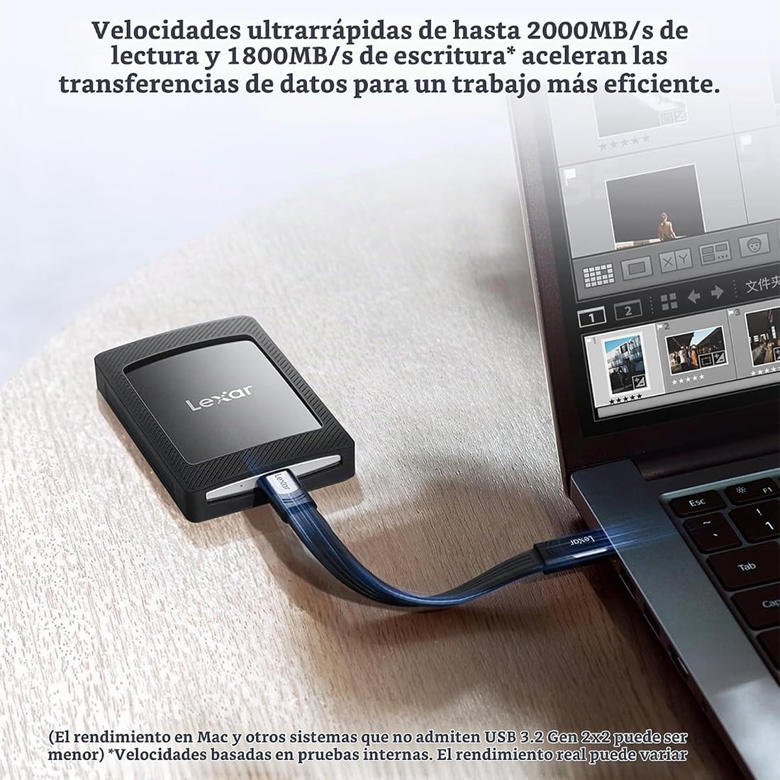 LEXAR SL500 1TB SSD EXTERNO MAGNETIC SET USB 3.2 GEN 2X2 TIPO C - NEGRO - 4