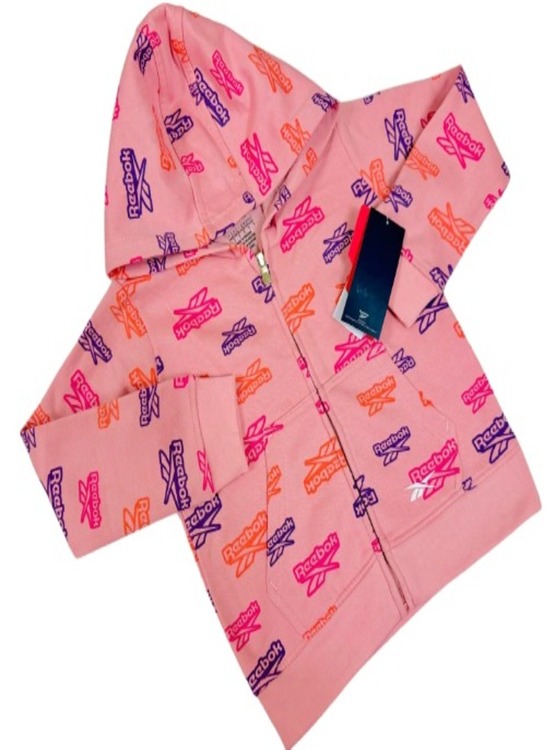 CASACA CON CAPUCHA DE ALGODÓN PARA NIÑA MARCA REEBOK COLOR ROSADO - 1