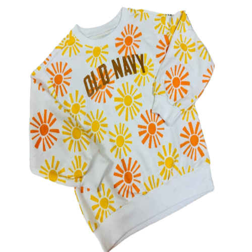 CHOMPA MANGA LARGA DE ALGODÓN PARA NIÑA MARCA OLD NAVY BLANCA CON ESTAMPADO DE SOLES - 1