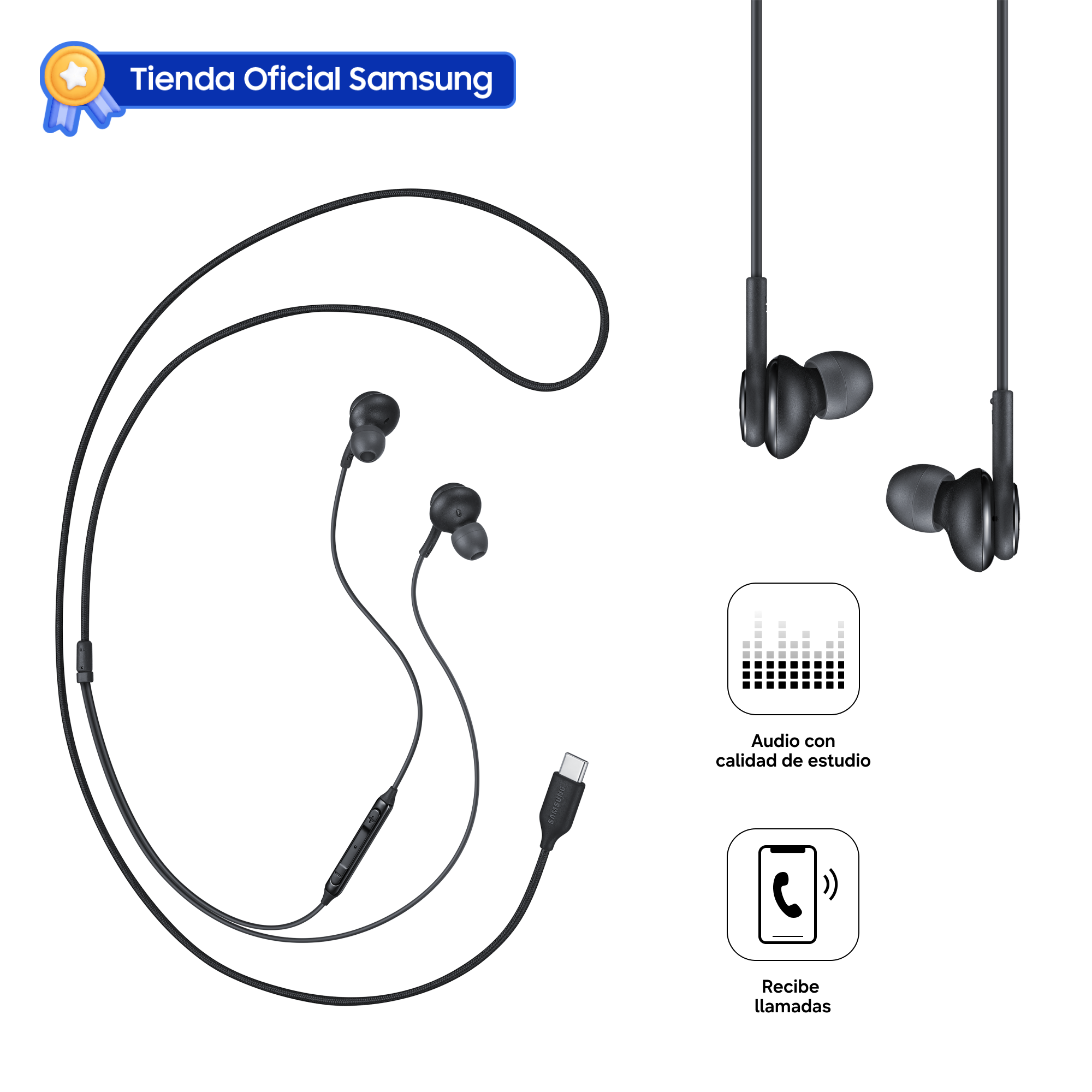 AUDÍFONOS SAMSUNG AURICULARES TIPO C BLACK EO-IC100BBEGWW - 1