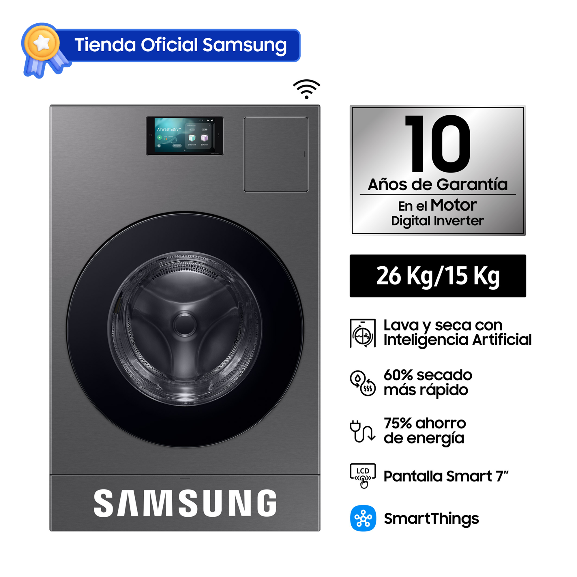 Lavaseca Samsung Bespoke Ai 26Kg / 15Kg Gray WD26DB8995BZPE - 1