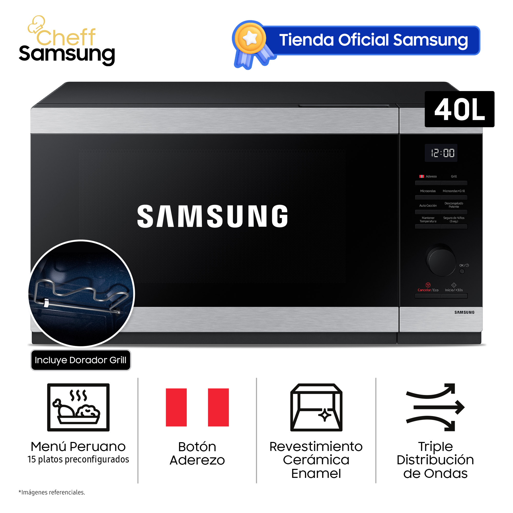 MICROONDAS SAMSUNG 40L DORADOR INOX MG40DG5524ATPE - 1