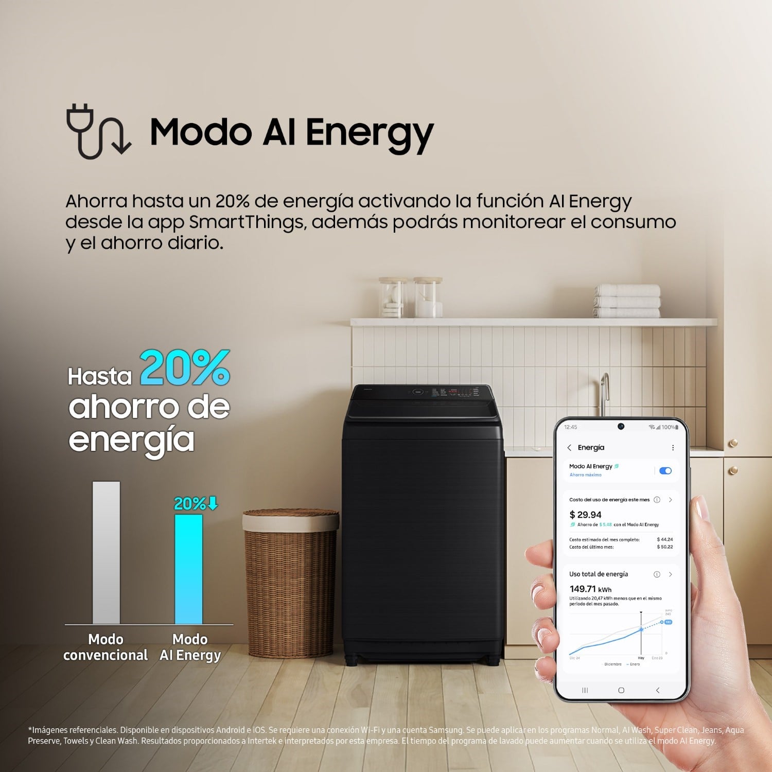 Lavadora Samsung Ai Wash Ecobubble 21Kg Black WA80F21B9BPE - 8