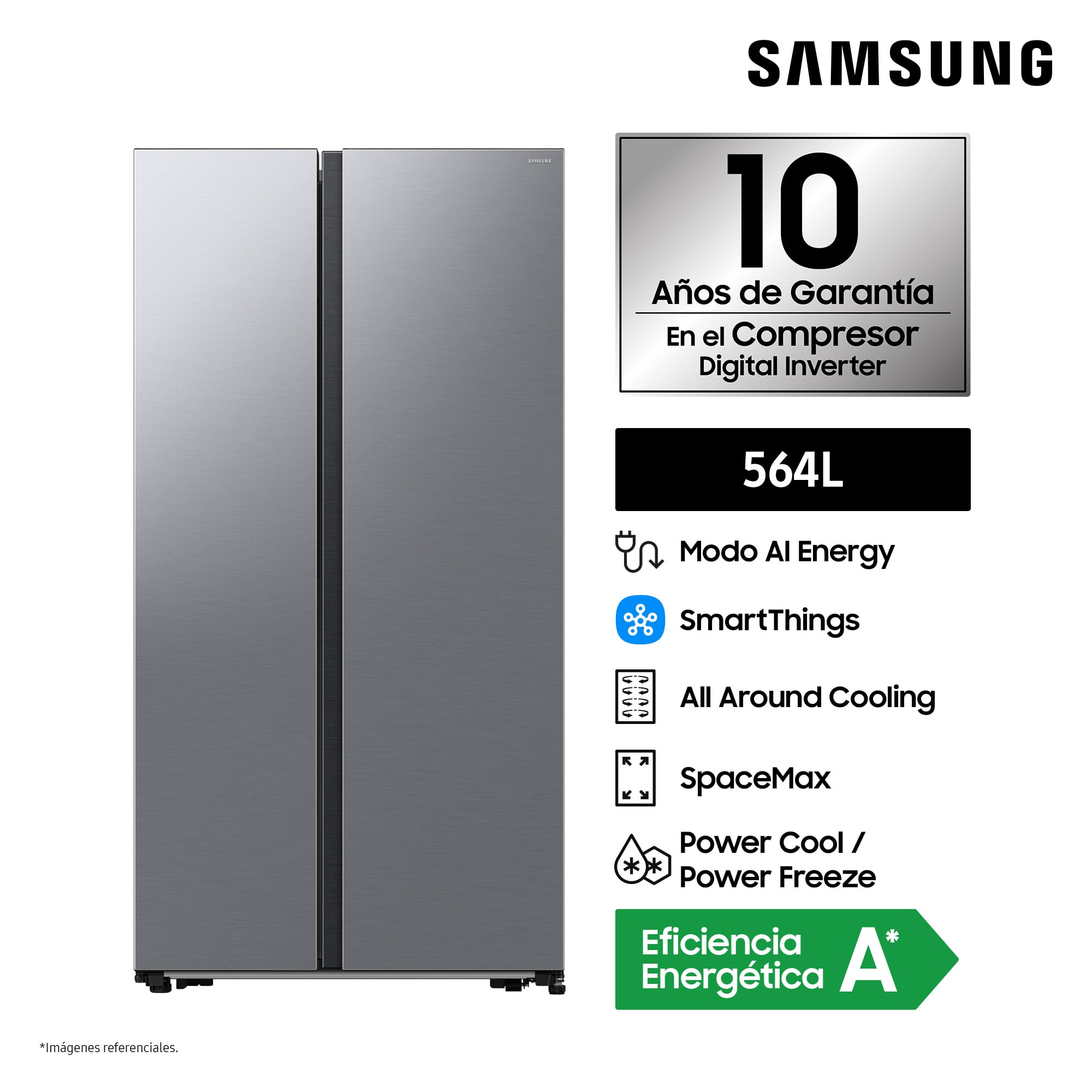 REFRIGERADORA SAMSUNG SIDE BY SIDE 564L SILVER RS57DG4000M9PE - 2