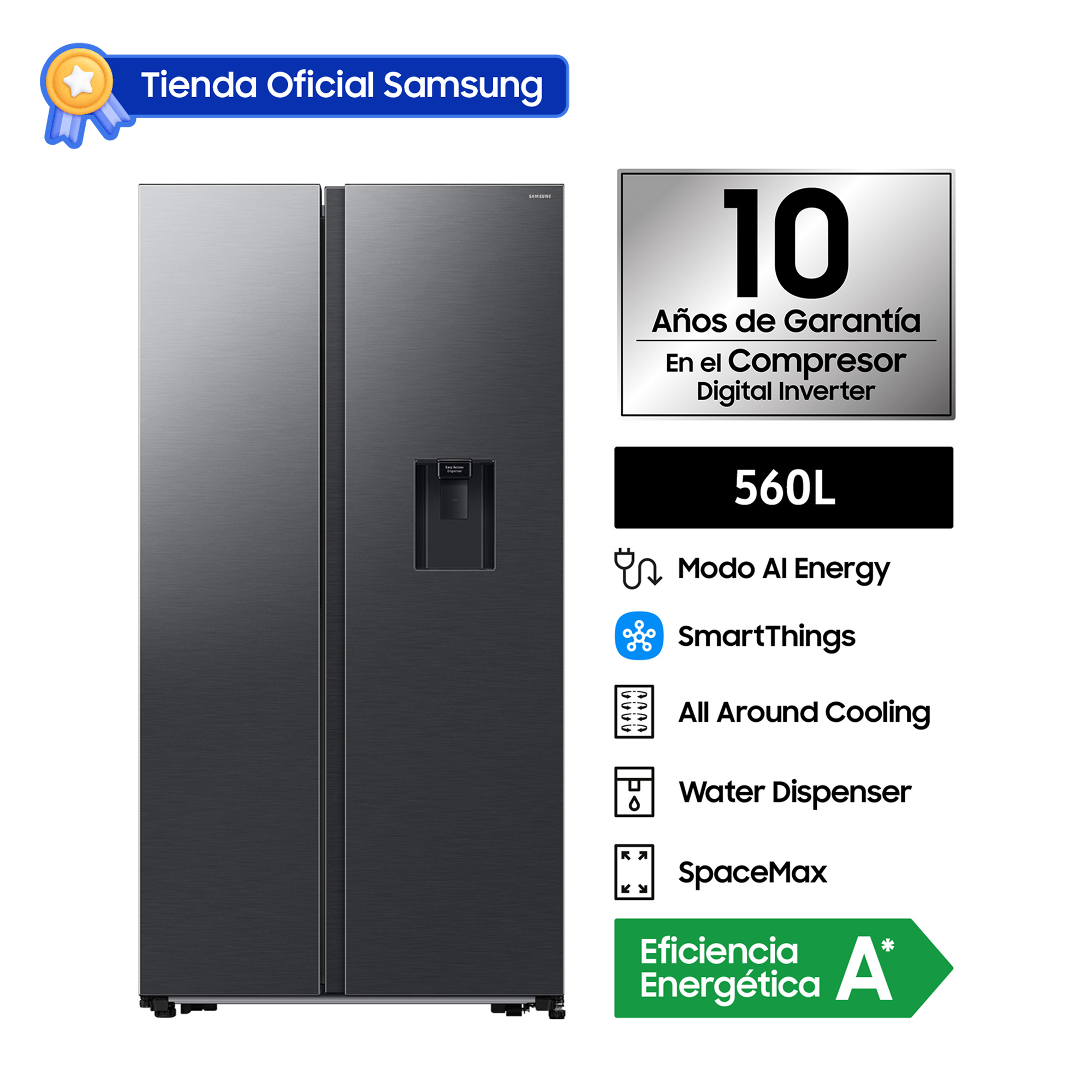 REFRIGERADORA SAMSUNG SIDE BY SIDE 560L BLACK RS57DG4100B4PE - 1