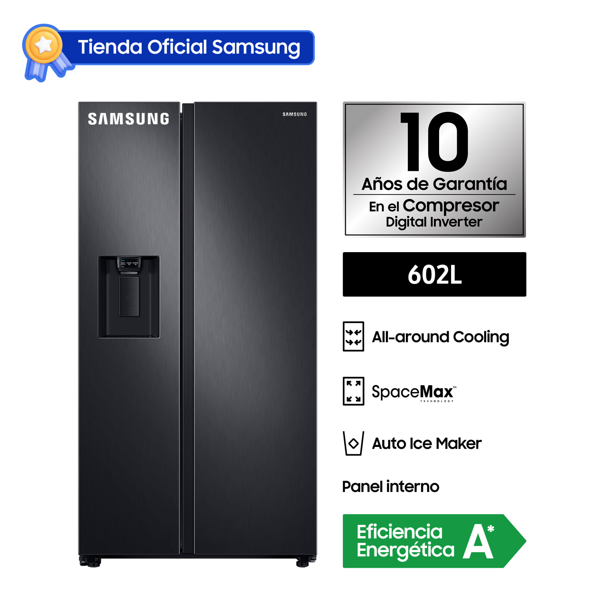 REFRIGERADORA SAMSUNG BLACK SIDE BY SIDE SPACE MAX 602 L RS60T5200B1/PE - 1