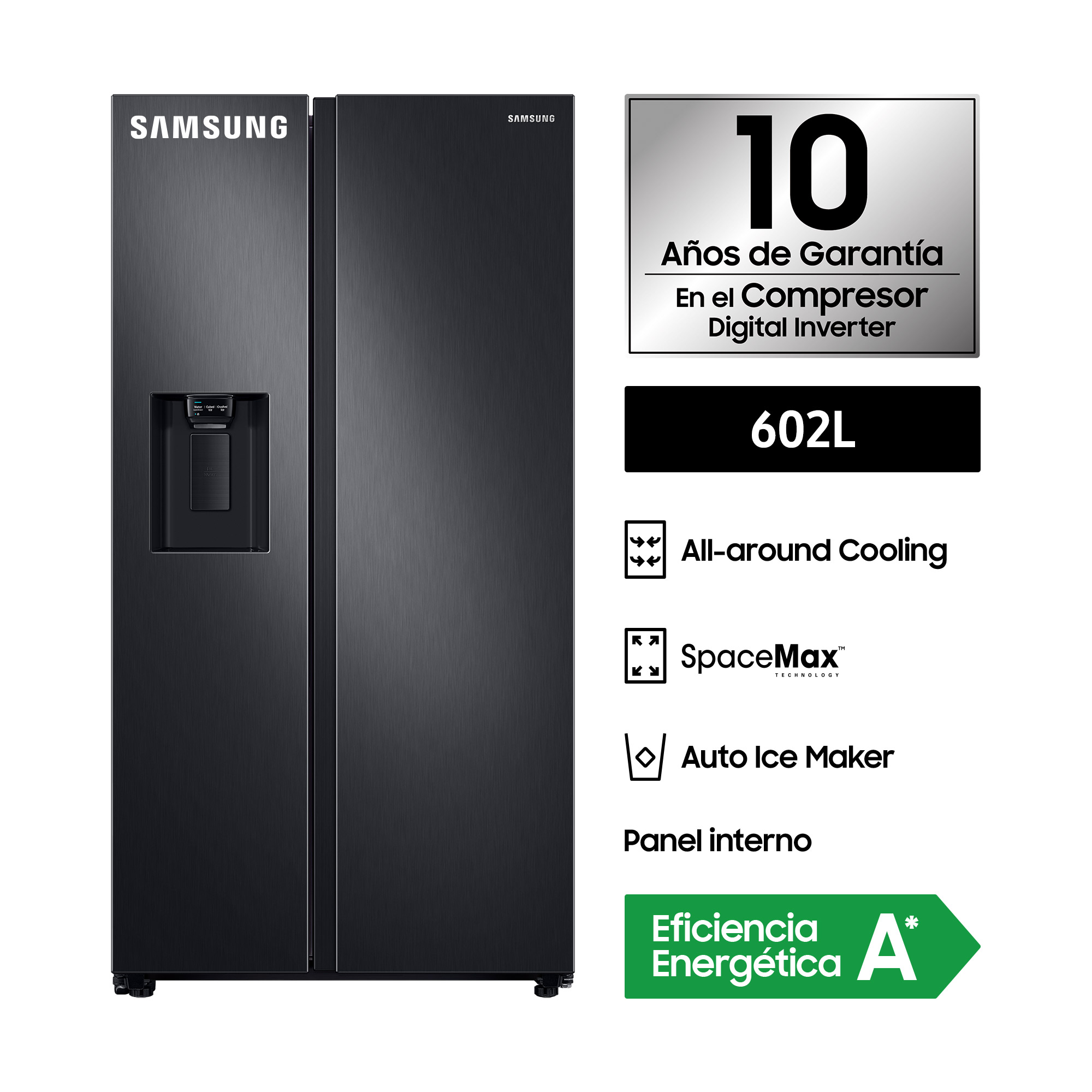 REFRIGERADORA SAMSUNG BLACK SIDE BY SIDE SPACE MAX 602 L RS60T5200B1/PE - 2