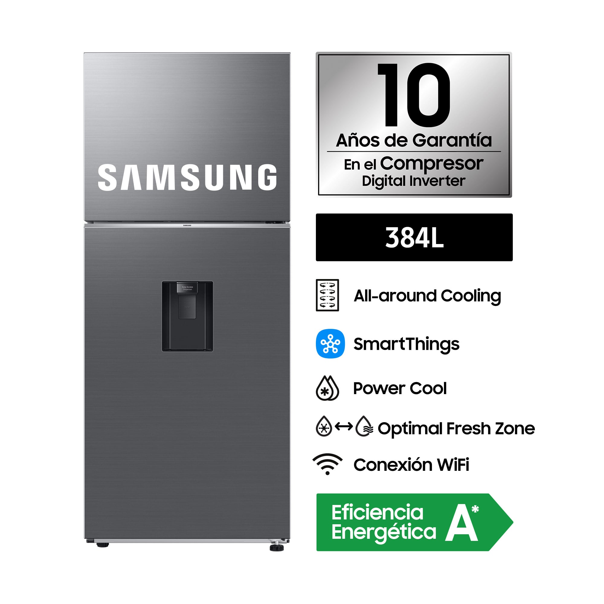 REFRIGERADORA SAMSUNG TOP MOUNT FREEZER 384L BLACK C/DISP. RT38DG6730S9PE - 2