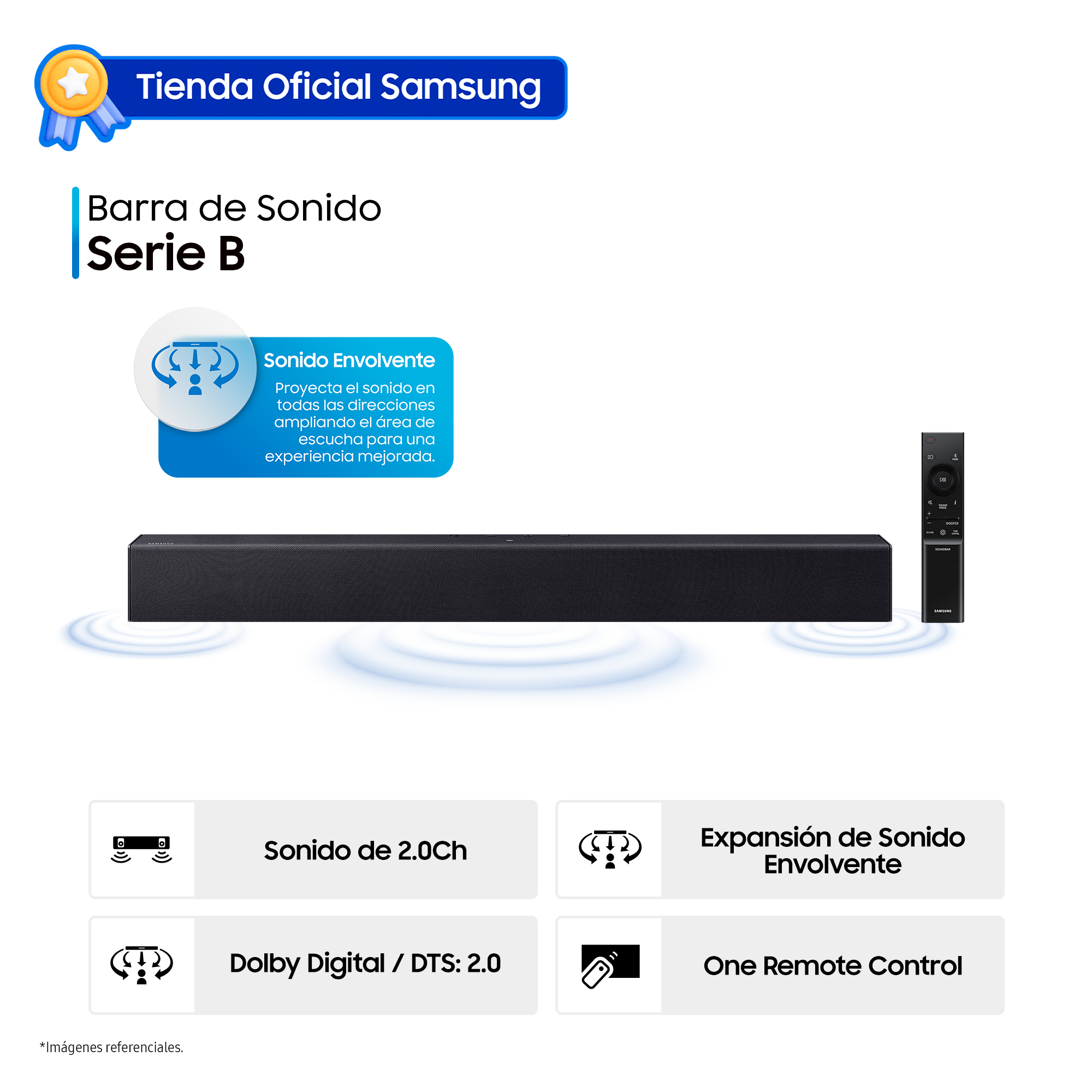 SOUNDBAR SAMSUNG SERIE B 2.0 CH. B400F (2025) BLACK HW-B400F/PE - 1