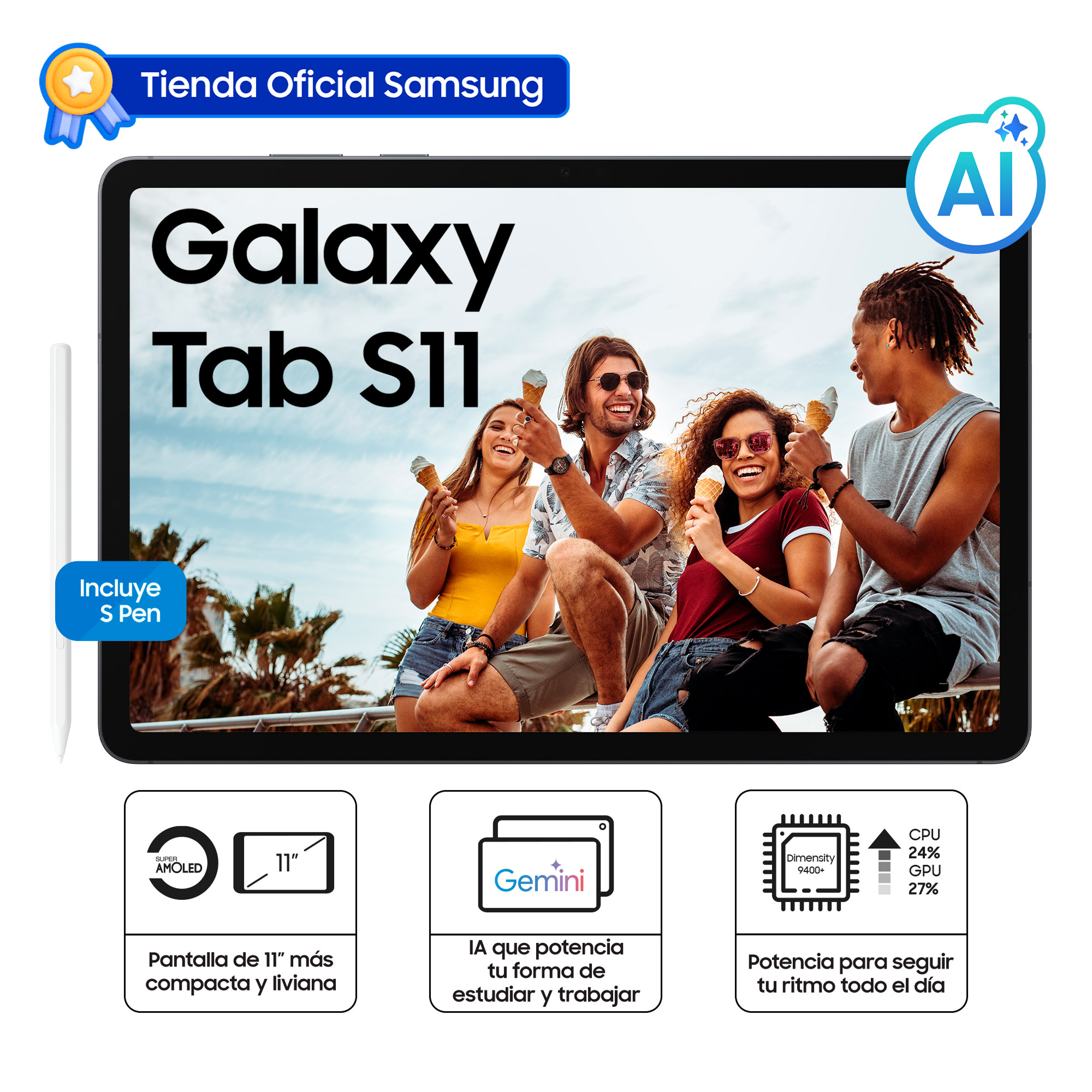 TABLET SAMSUNG GALAXY TAB S11 GRAY 128GB SM-X730NZADPEO - 1