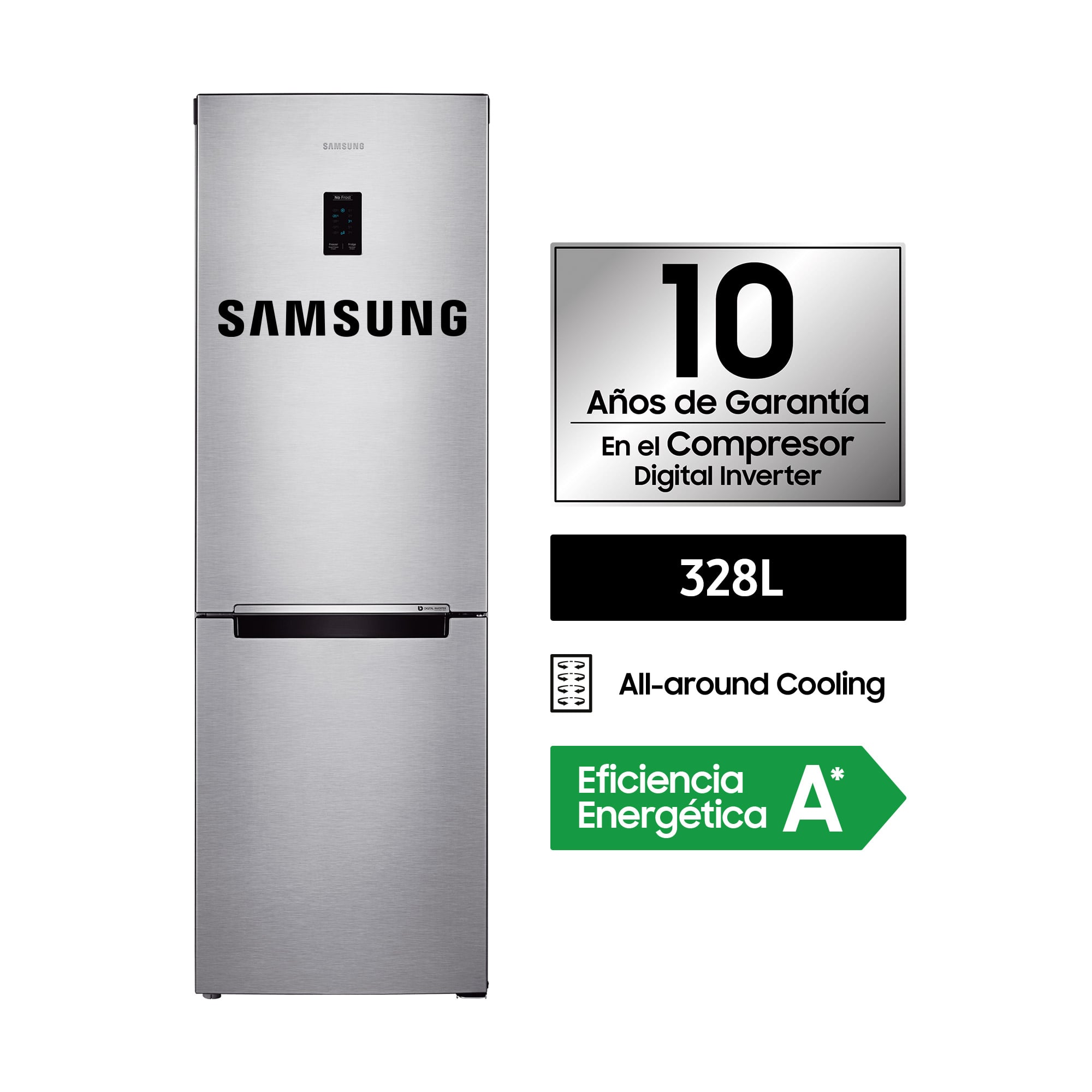 REFRIGERADORA SAMSUNG BOTTOM FREEZER 328L SILVER RB33J3230SA/PE - 2