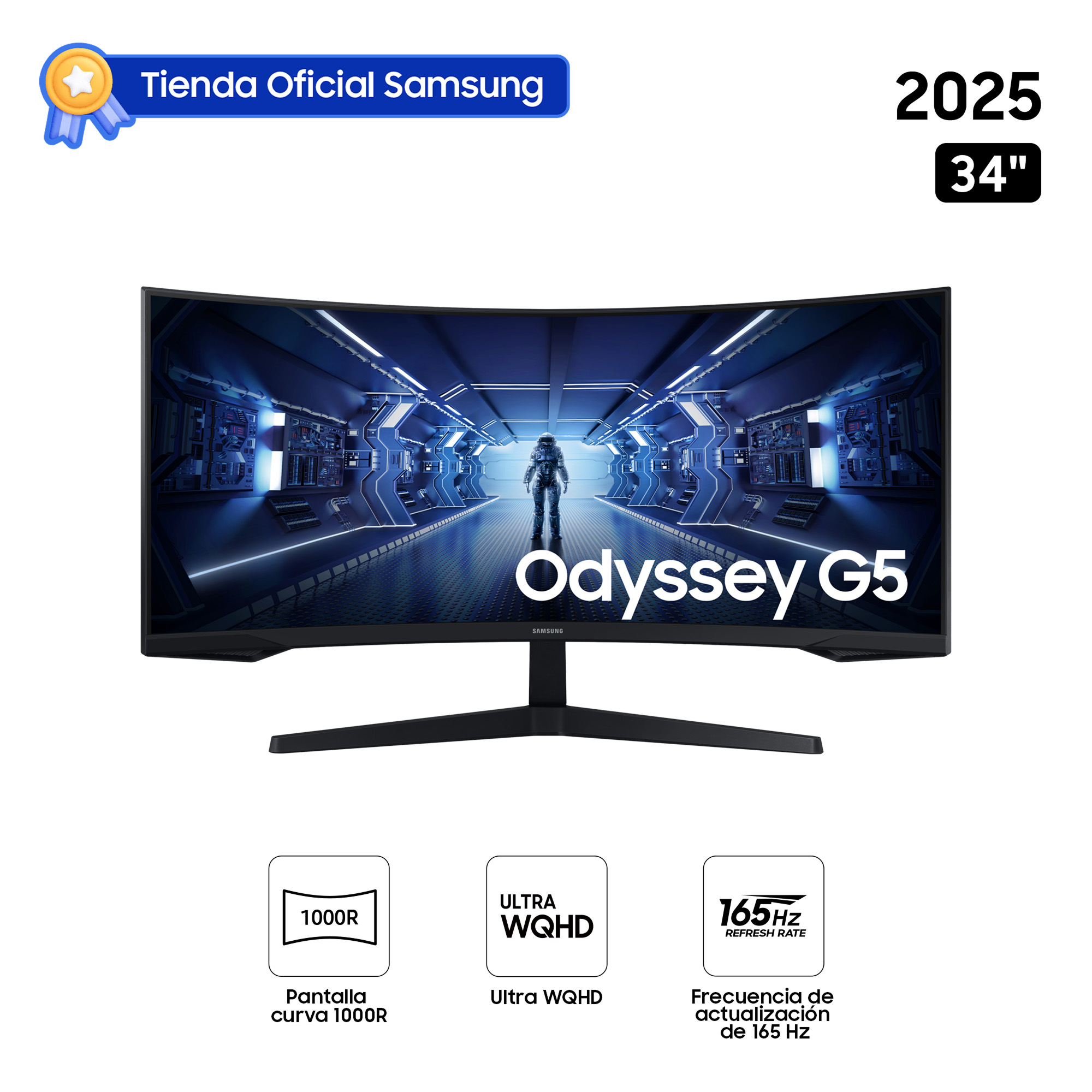 MONITOR SAMSUNG 34” ODYSSEY G5 G55T ULTRA WQHD 165HZ BLACK LC34G55TWWNXZA - 1