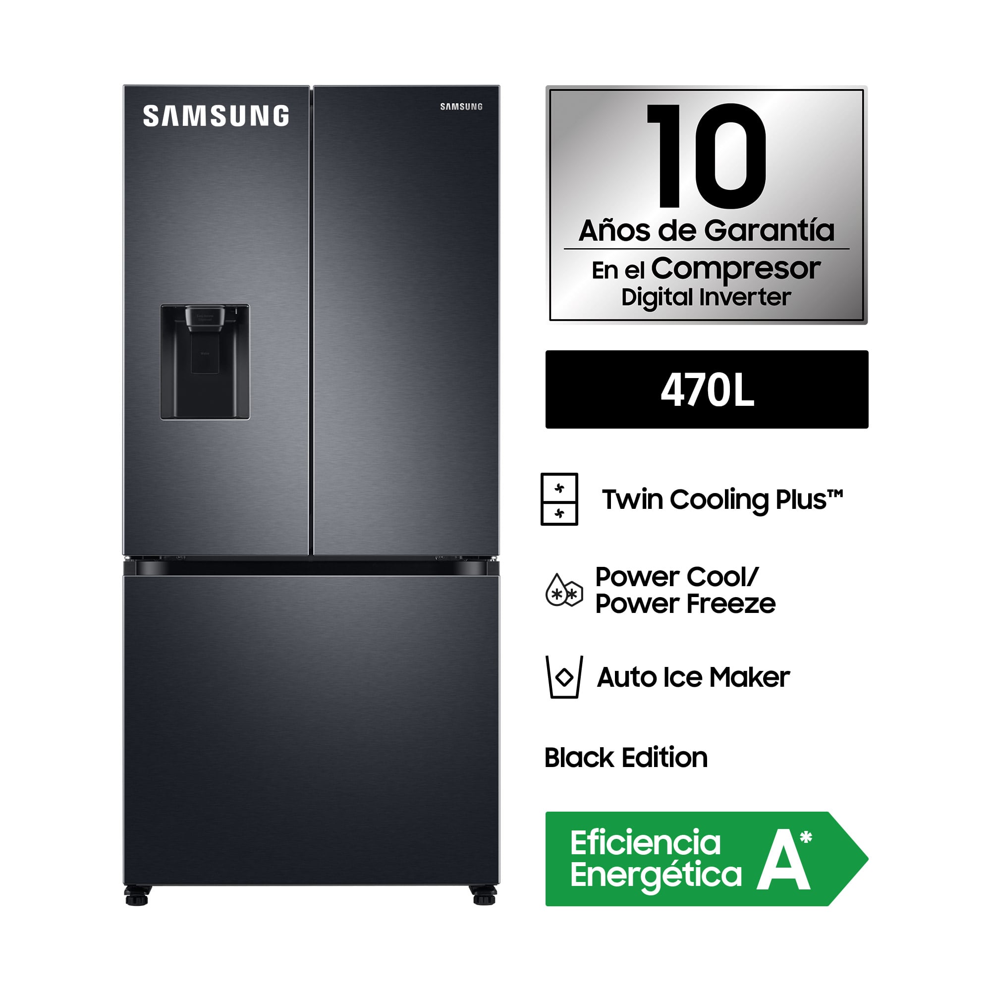 REFRIGERADORA SAMSUNG FRENCH DOOR 470L BLACK RF49A5202B1/PE - 2