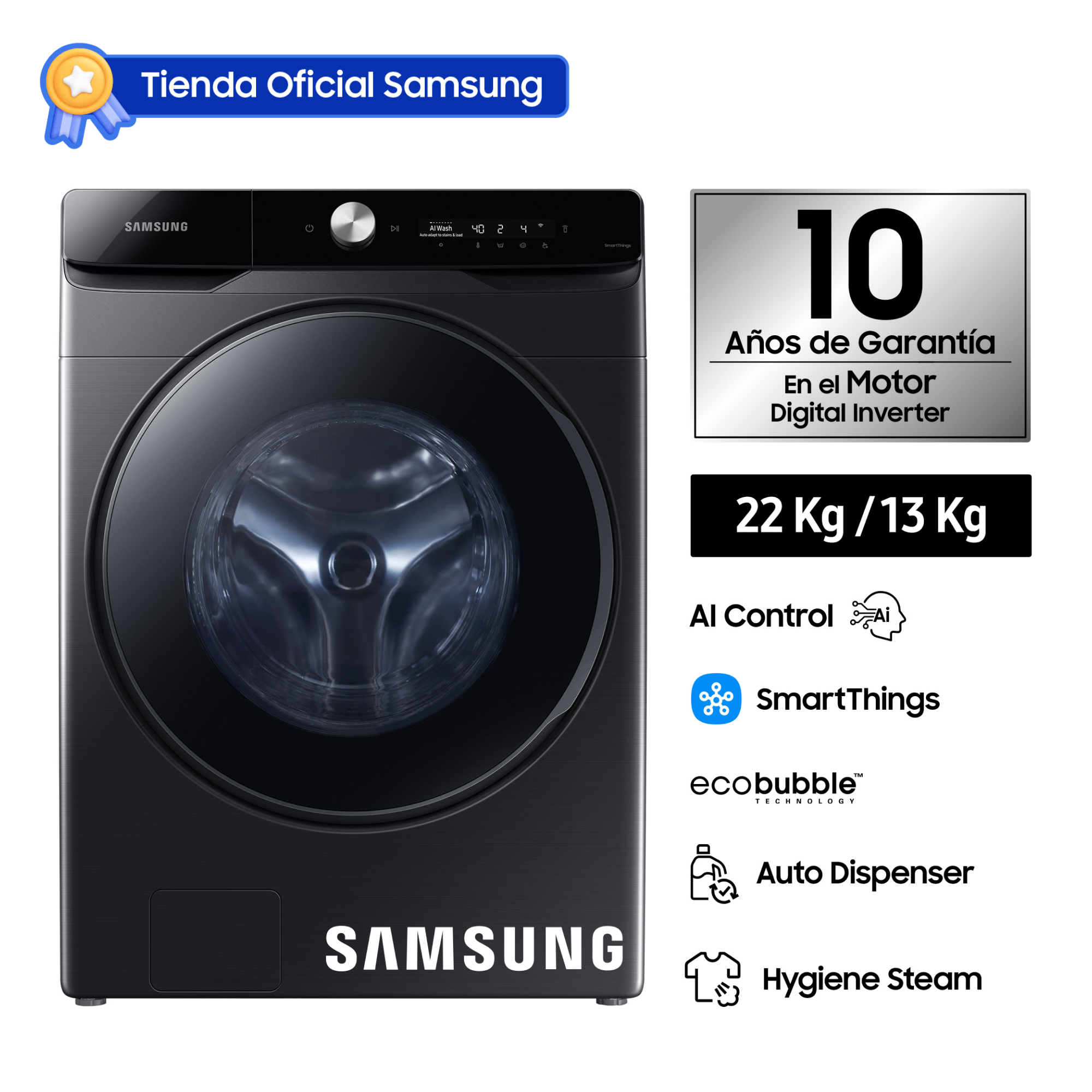 LAVASECA SAMSUNG AI CONTROL 22 KG/13 KG BLACK WD22T6500GV/PE - 1