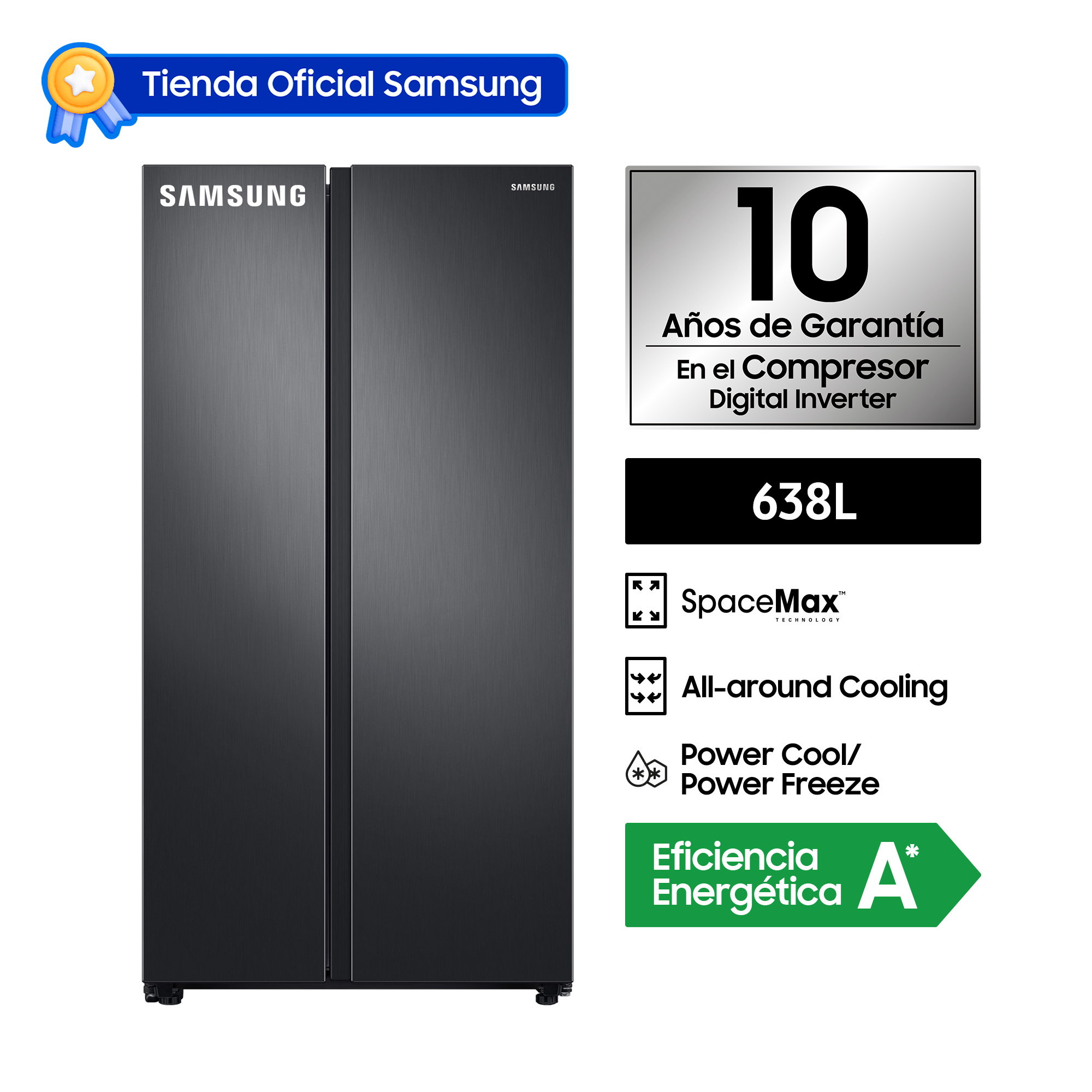 REFRIGERADORA SAMSUNG SIDE BY SIDE BLACK RS64T5B00B1/PE - 1