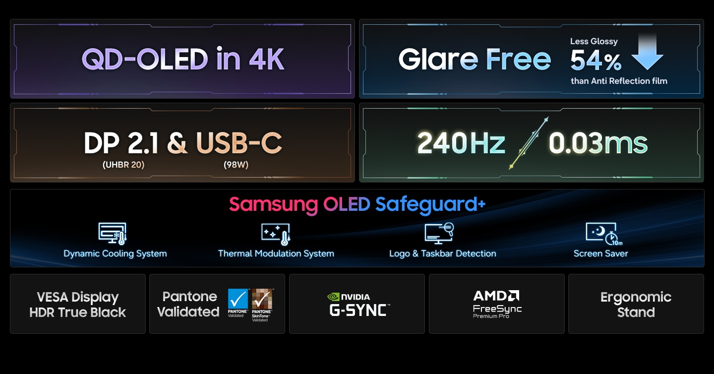 MONITOR SAMSUNG 32' ODYSSEY QD-OLED G8 G80SH 4K 240HZ 0.03MS GAMING PLATA - 9