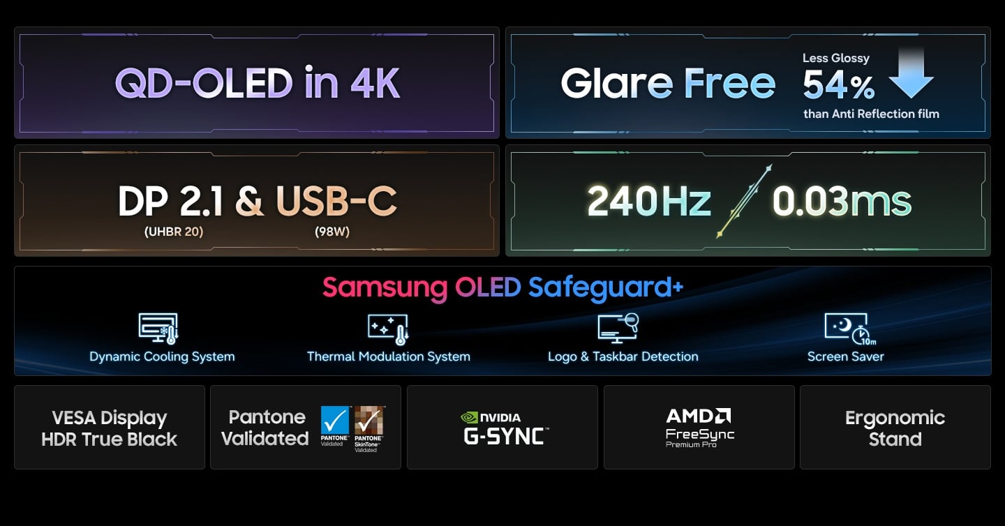 MONITOR SAMSUNG 27' ODYSSEY QD-OLED G8 G80SH 4K 240HZ 0.03MS GAMING PLATA - 9