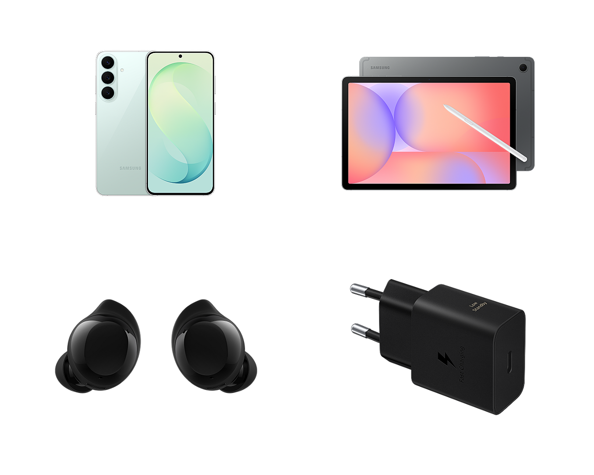 COMBO S26FE 128GB PISTACHIO + S10 LITE 128GB GRAY + BUDS CORE BLACK + ADAPTER 15W
