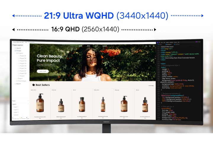 MONITOR SAMSUNG 34' VIEWFINITY S5 S55GH ULTRA WQHD VA 120HZ CURVO BLACK - 10