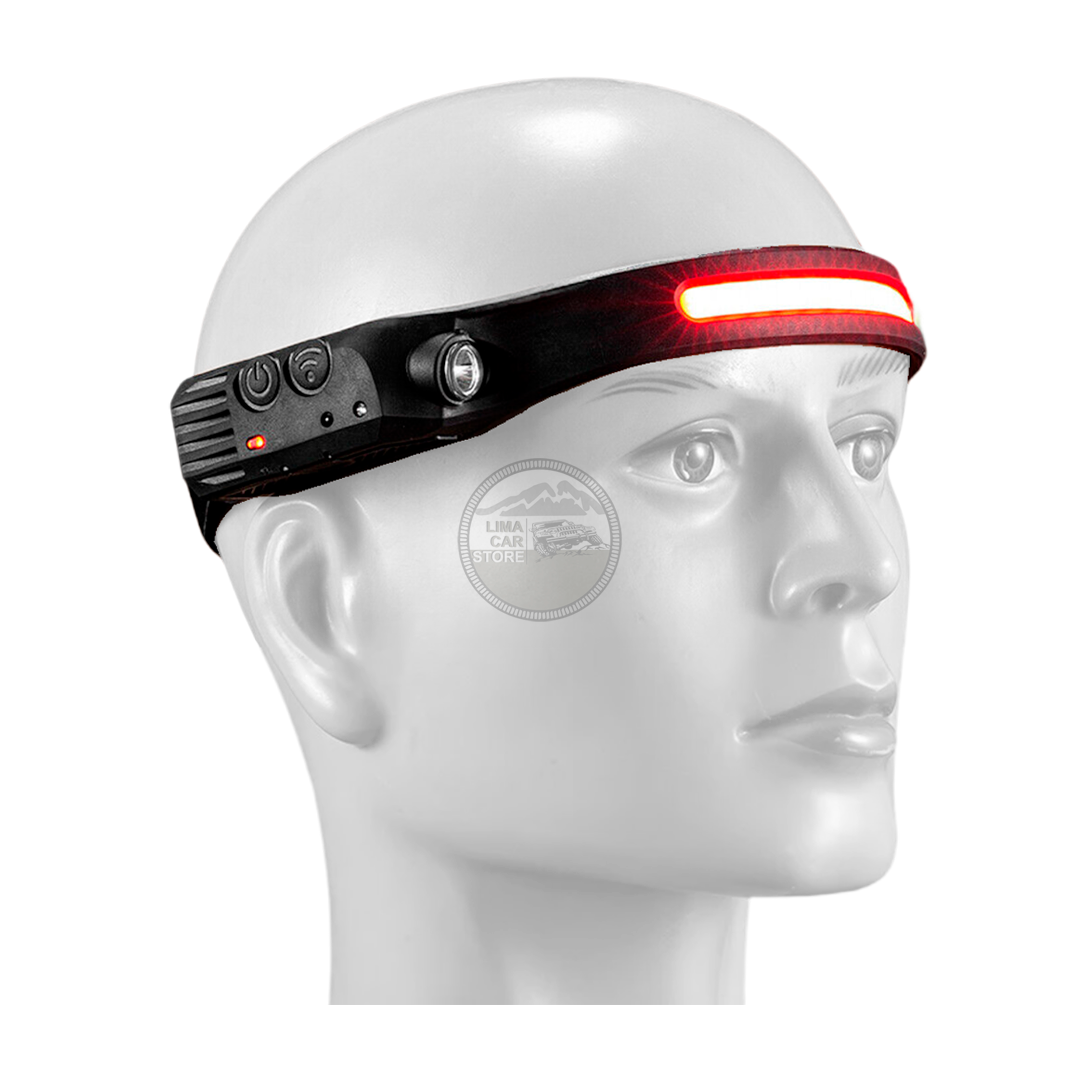 LINTERNA DE CABEZA MINERA FRONTAL LUZ ROJA LED CON SENSOR RECARGABLE CAMPING - 6