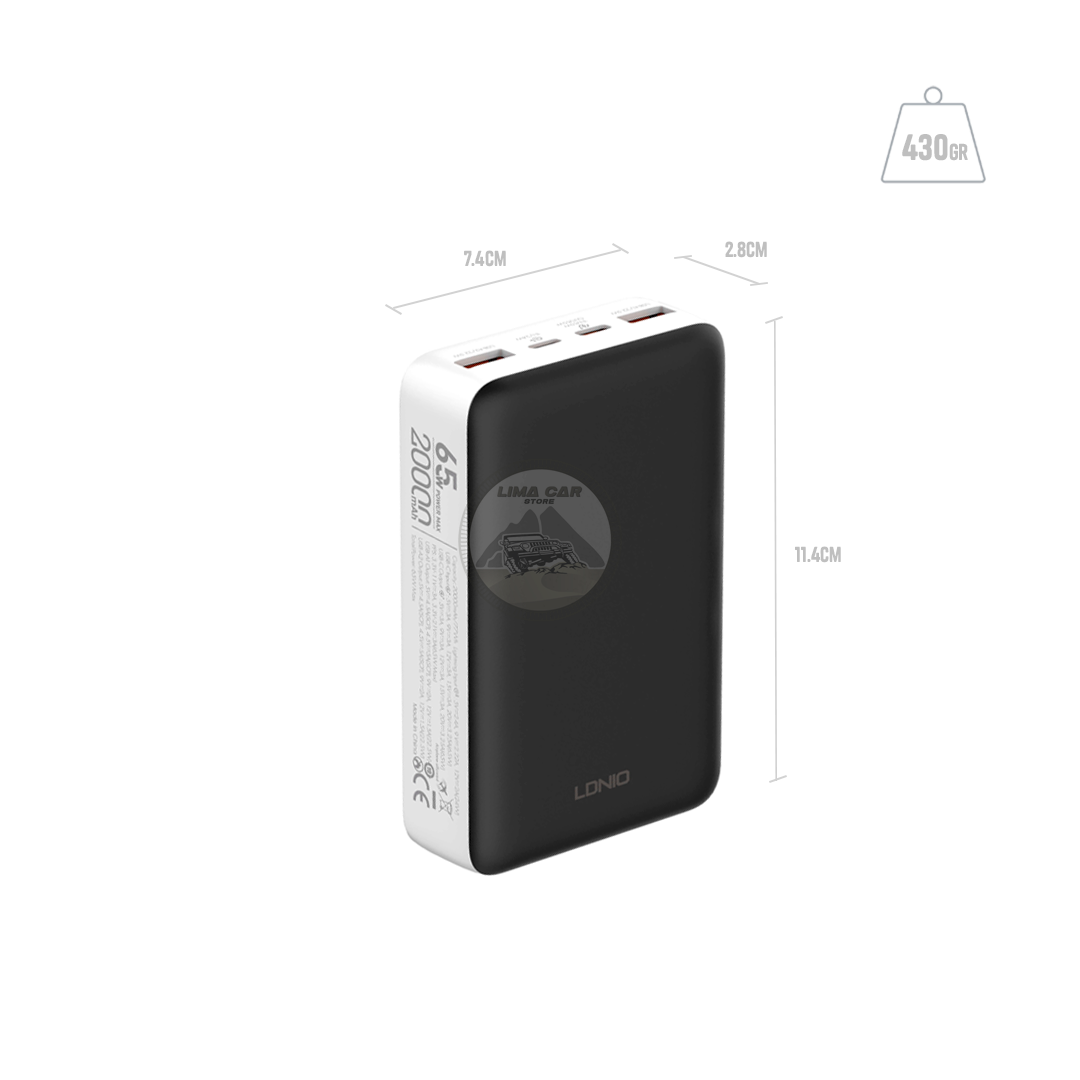 POWER BANK 20000 MAH 65W CARGA RÁPIDA LAPTOP LDNIO - 4