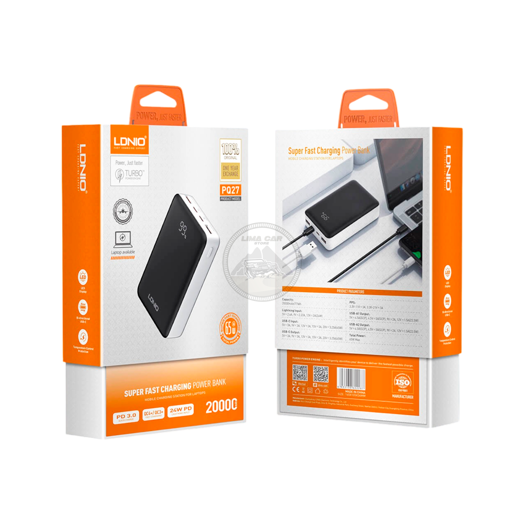 POWER BANK 20000 MAH 65W CARGA RÁPIDA LAPTOP LDNIO - 5
