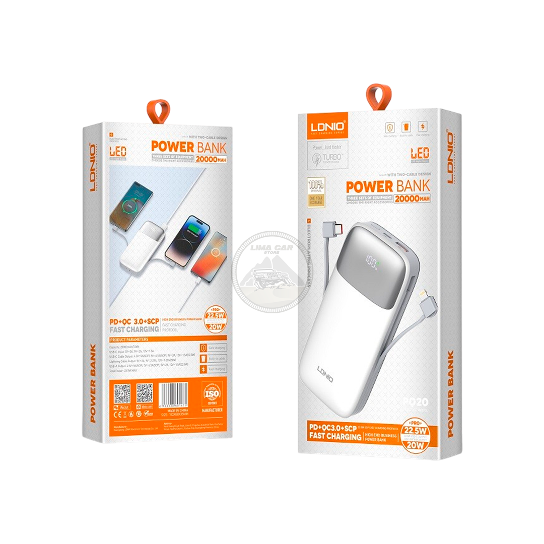 POWER BANK 20000 MAH 22.5W LDNIO + 2 CABLES - 5