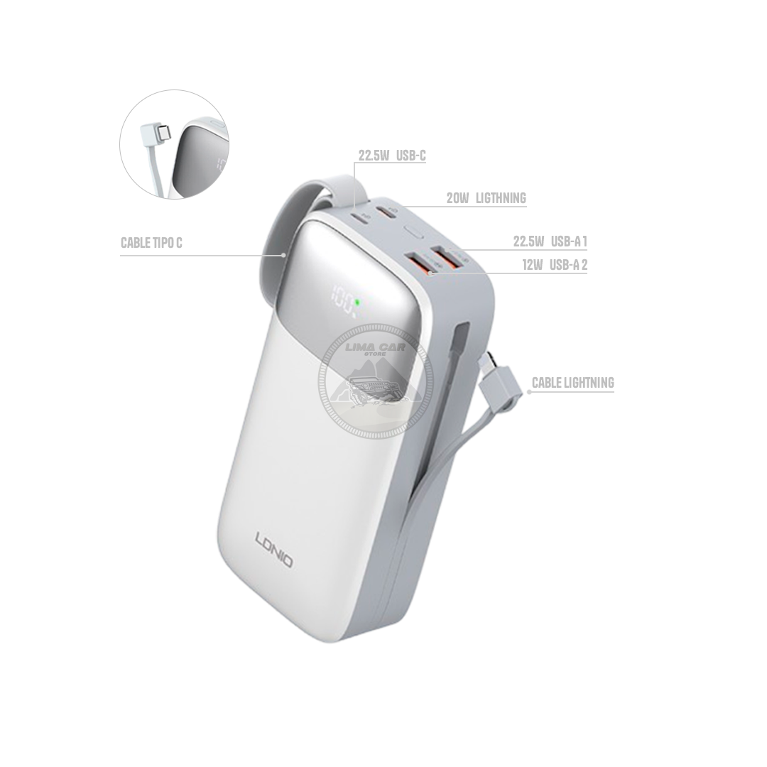 POWER BANK 30000 MAH 22.5W LDNIO + 2 CABLES - 3