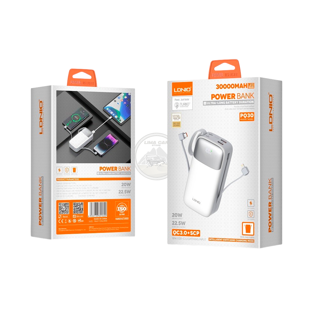 POWER BANK 30000 MAH 22.5W LDNIO + 2 CABLES - 5