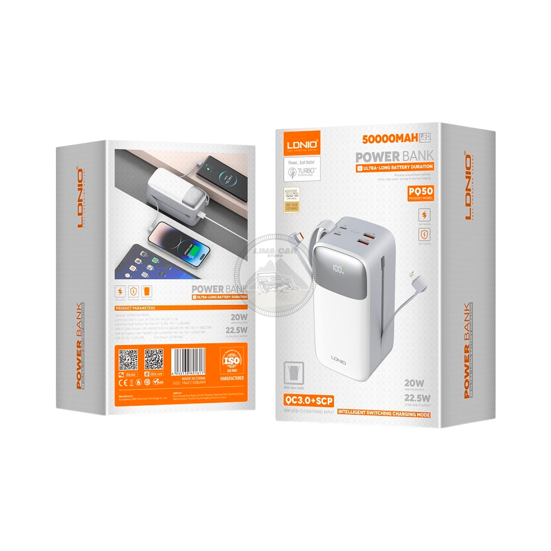 POWER BANK 50000 MAH 22.5W LDNIO + 2 CABLES - 5