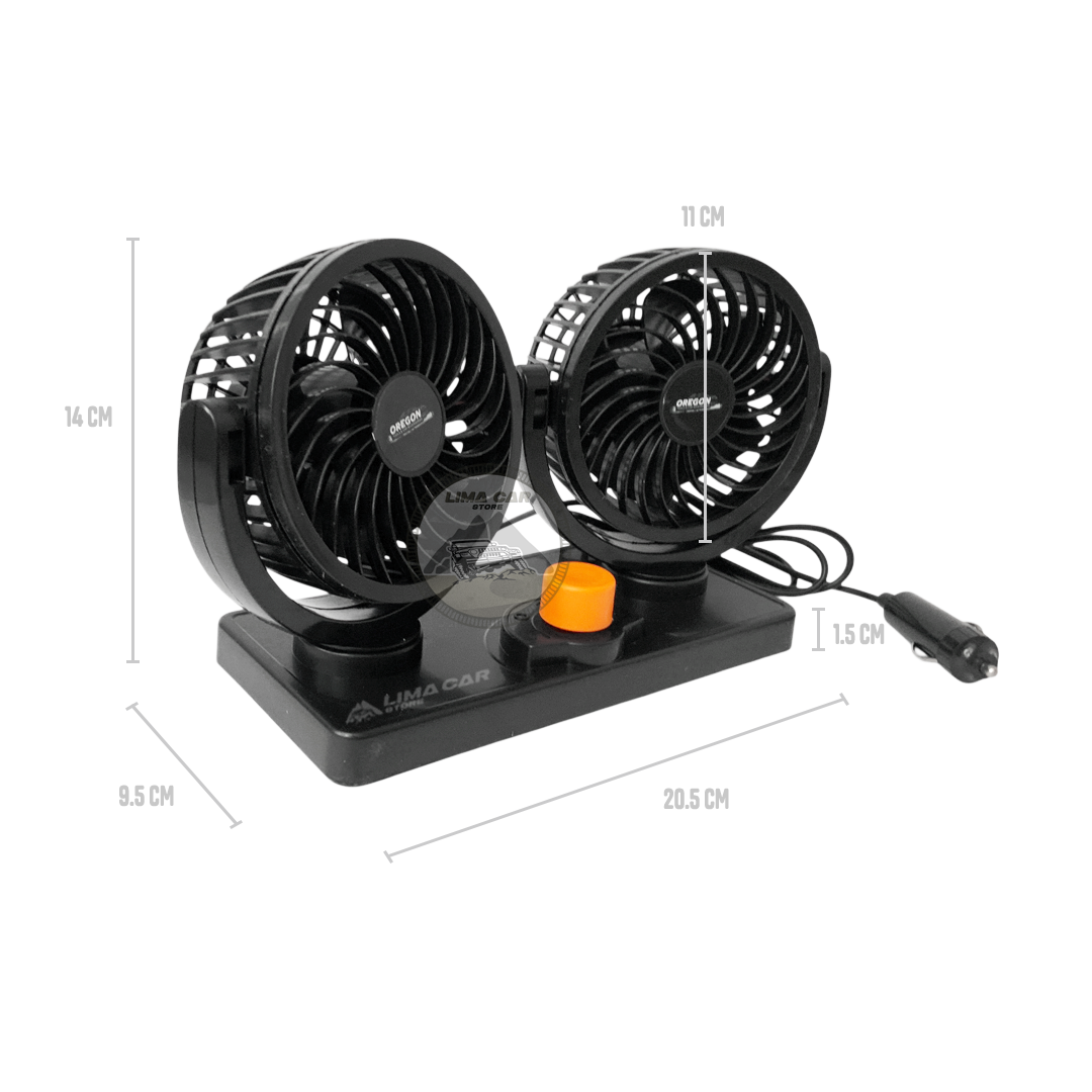 VENTILADOR DOBLE GRADUABLE 360° 12V AUTO CAMIONETA - 2