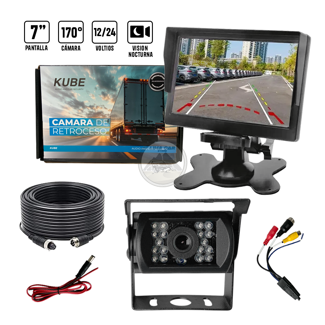 KIT CÁMARA DE RETROCESO PARA AUTO CAMION 12/24V - 1