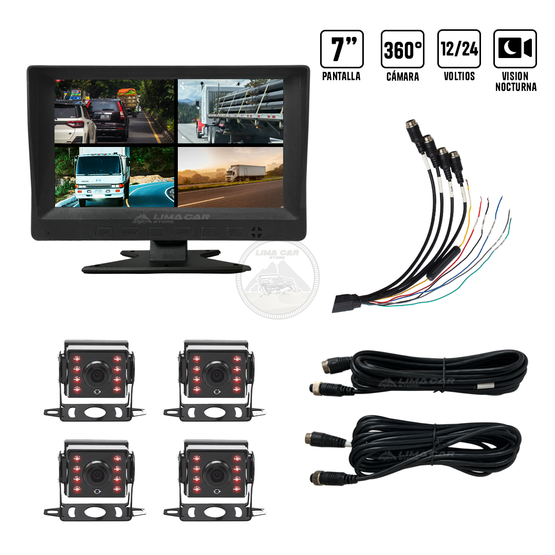 KIT 4 CÁMARAS DE RETROCESO PARA CAMIÓN 12/24V - 1