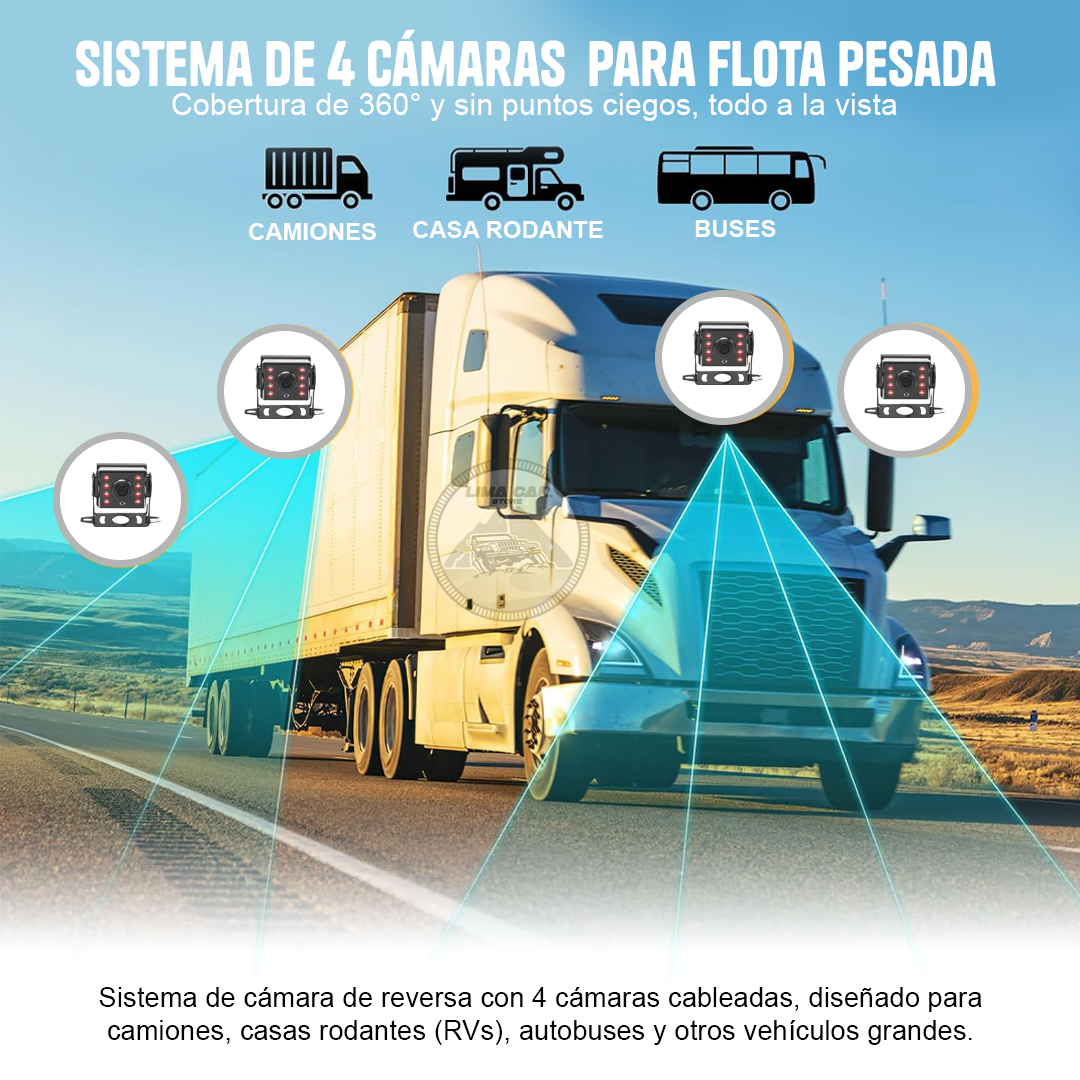 KIT 4 CÁMARAS DE RETROCESO PARA CAMIÓN 12/24V - 2