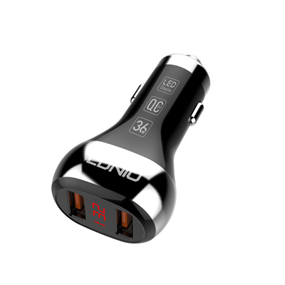 CARGADOR AUTO USB 36W CON MEDIDOR VOLTAJE BATERÍA + CABLE MICRO USB - 2