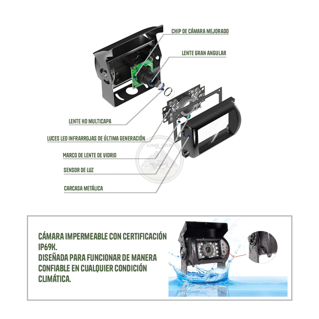 CÁMARA DE RETROCESO PARA AUTO CAMIÓN 12/24V - 4