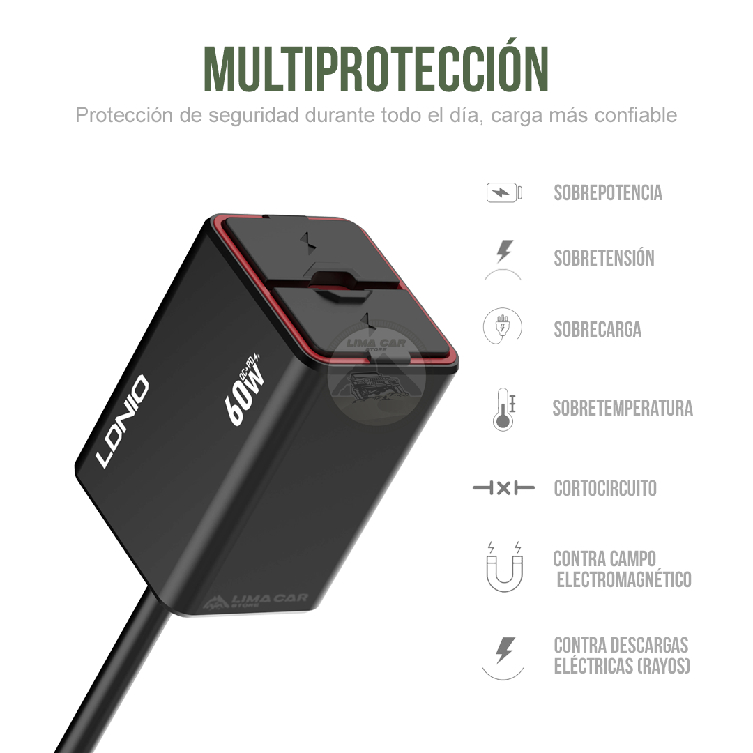 CARGADOR UNIVERSAL PARA MOTOCICLETA 60W 2 PUERTOS USB/C LDNIO - 4