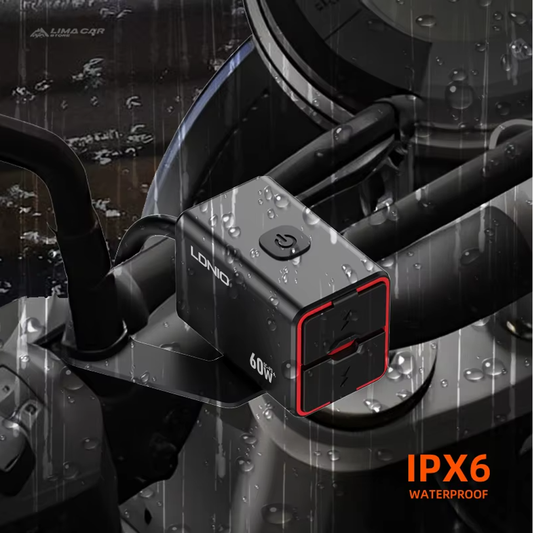 CARGADOR UNIVERSAL PARA MOTOCICLETA 60W 2 PUERTOS USB/C LDNIO - 6