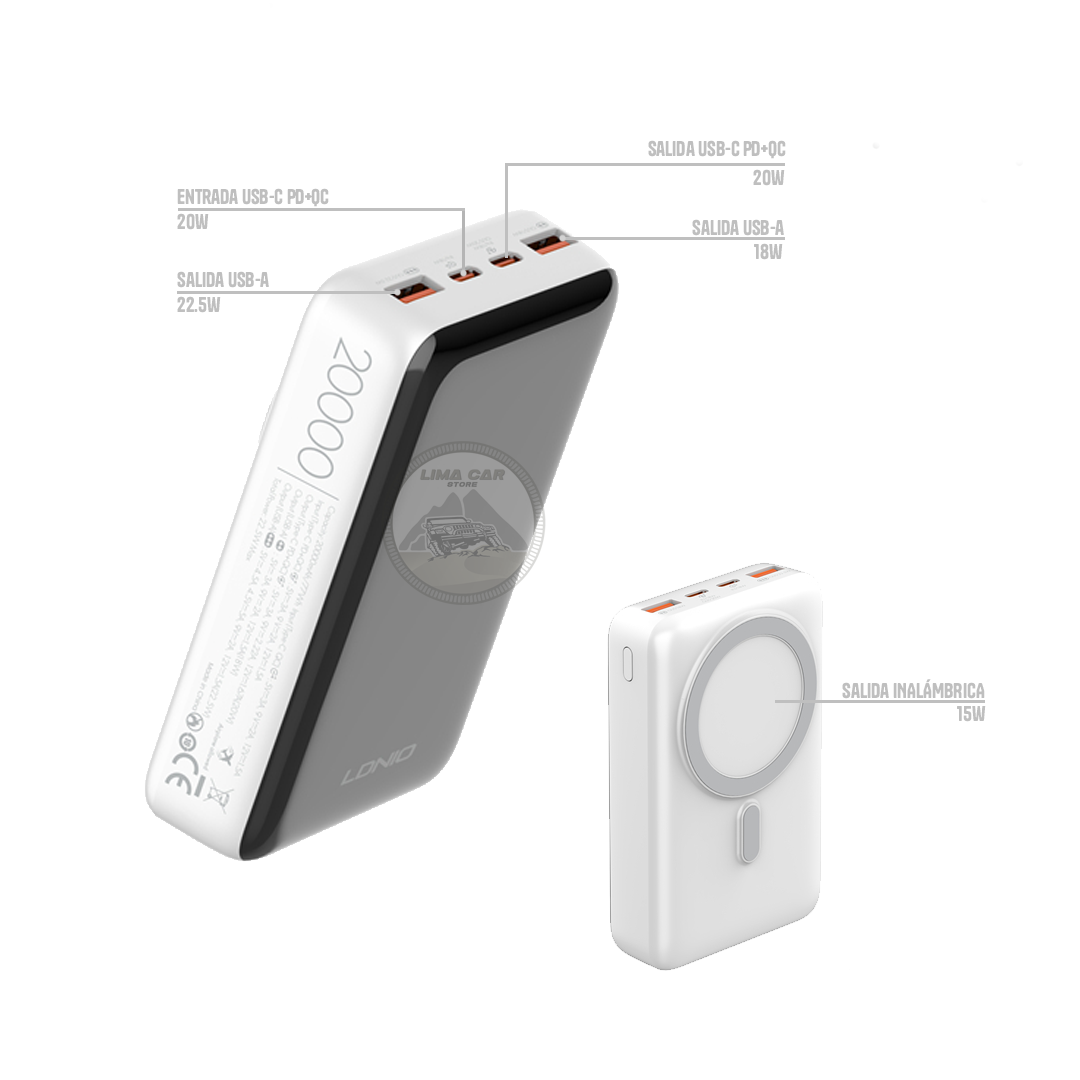 POWERBANK MAGNÉTICO CARGA INALÁMBRICA 20000 MAH 22.5W LDNIO - 3