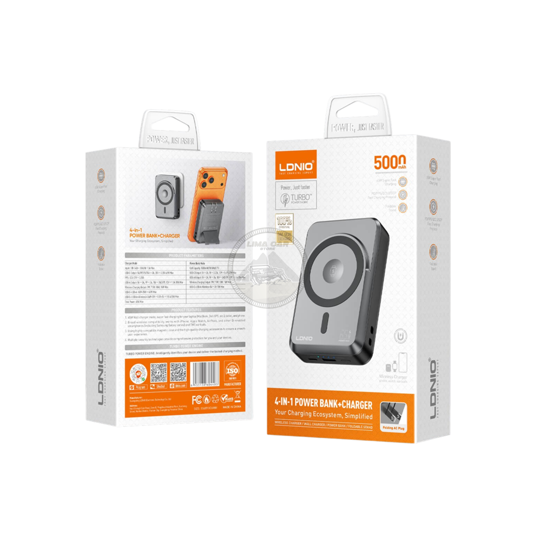 POWERBANK MAGNÉTICO CARGA INALÁMBRICA 5000 MAH 65W LDNIO - 6