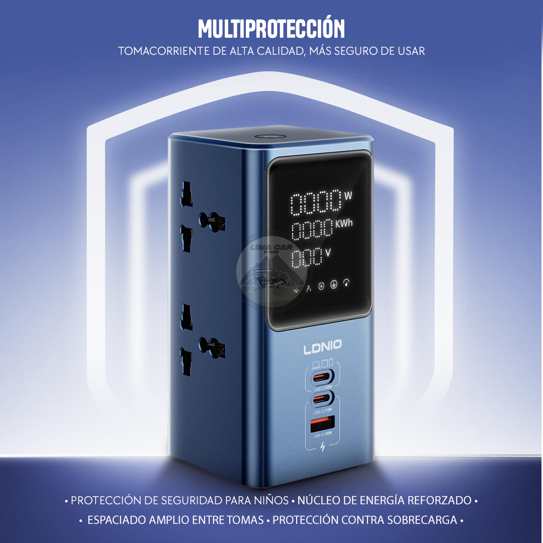 EXTENSIÓN TOMA CORRIENTE USB/C 45W PD CARGA RÁPIDA 4 SOCKETS - 5