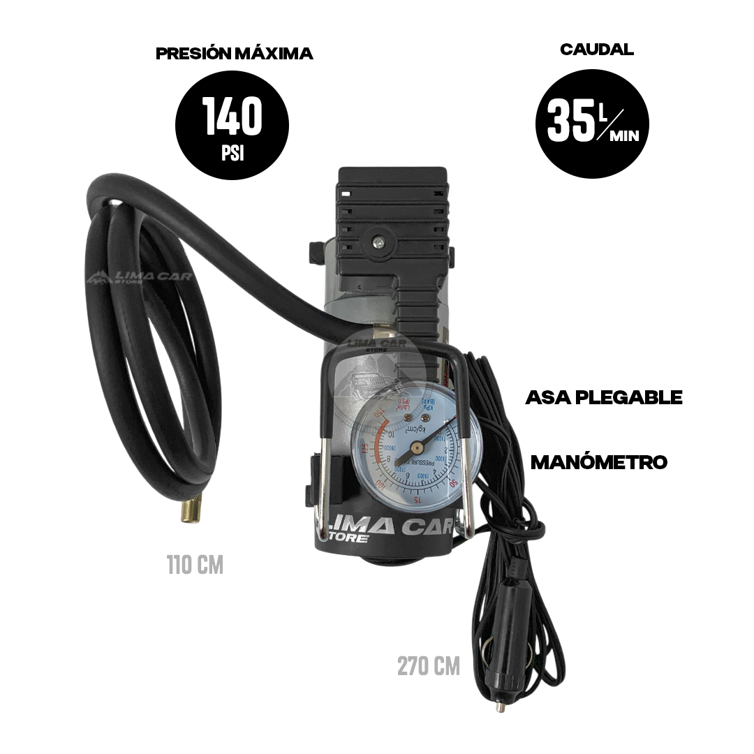 COMPRESOR DE AIRE 1 PISTÓN PORTÁTIL 140 PSI AUTO/CAMIONETA - 3