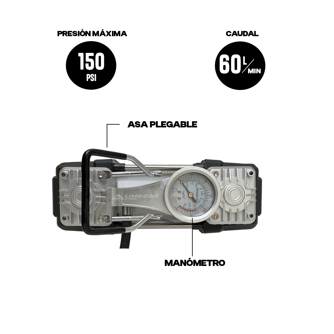 COMPRESOR DE AIRE DOBLE PISTÓN PORTÁTIL 150 PSI - 3
