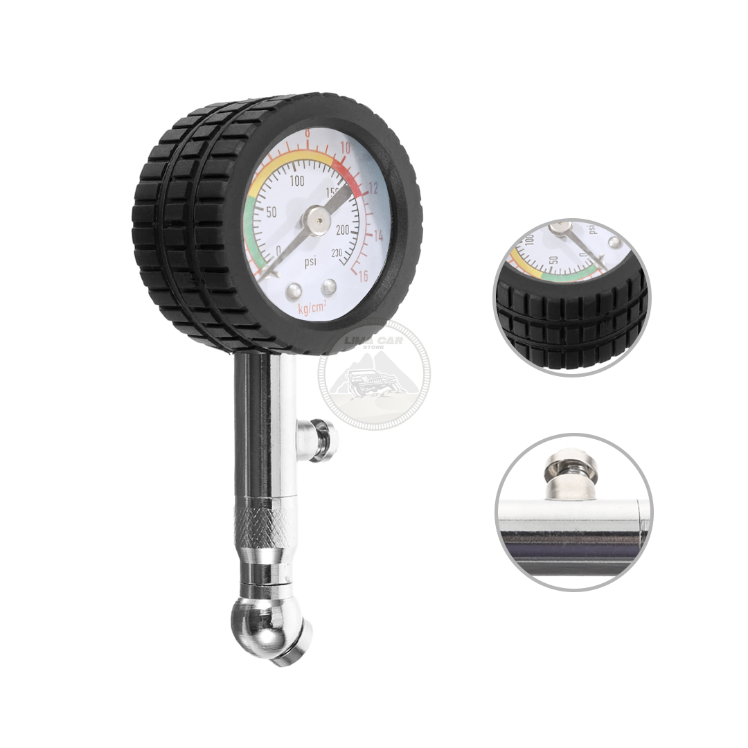 MEDIDOR DE PRESIÓN ANÁLOGO NEUMATICO LLANTA METÁLICO 230PSI - 2