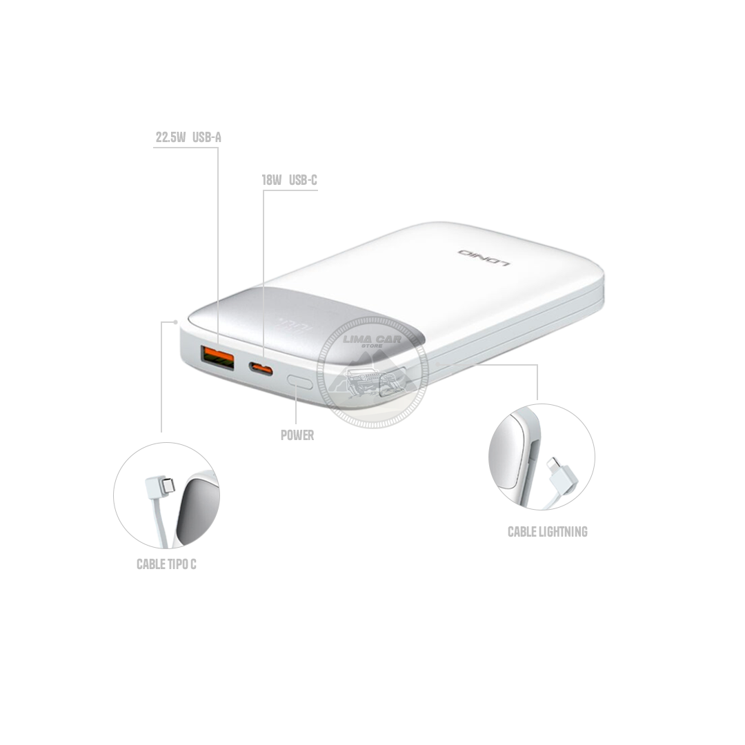 POWER BANK 10000 MAH 22.5W LDNIO + 2 CABLES - 4